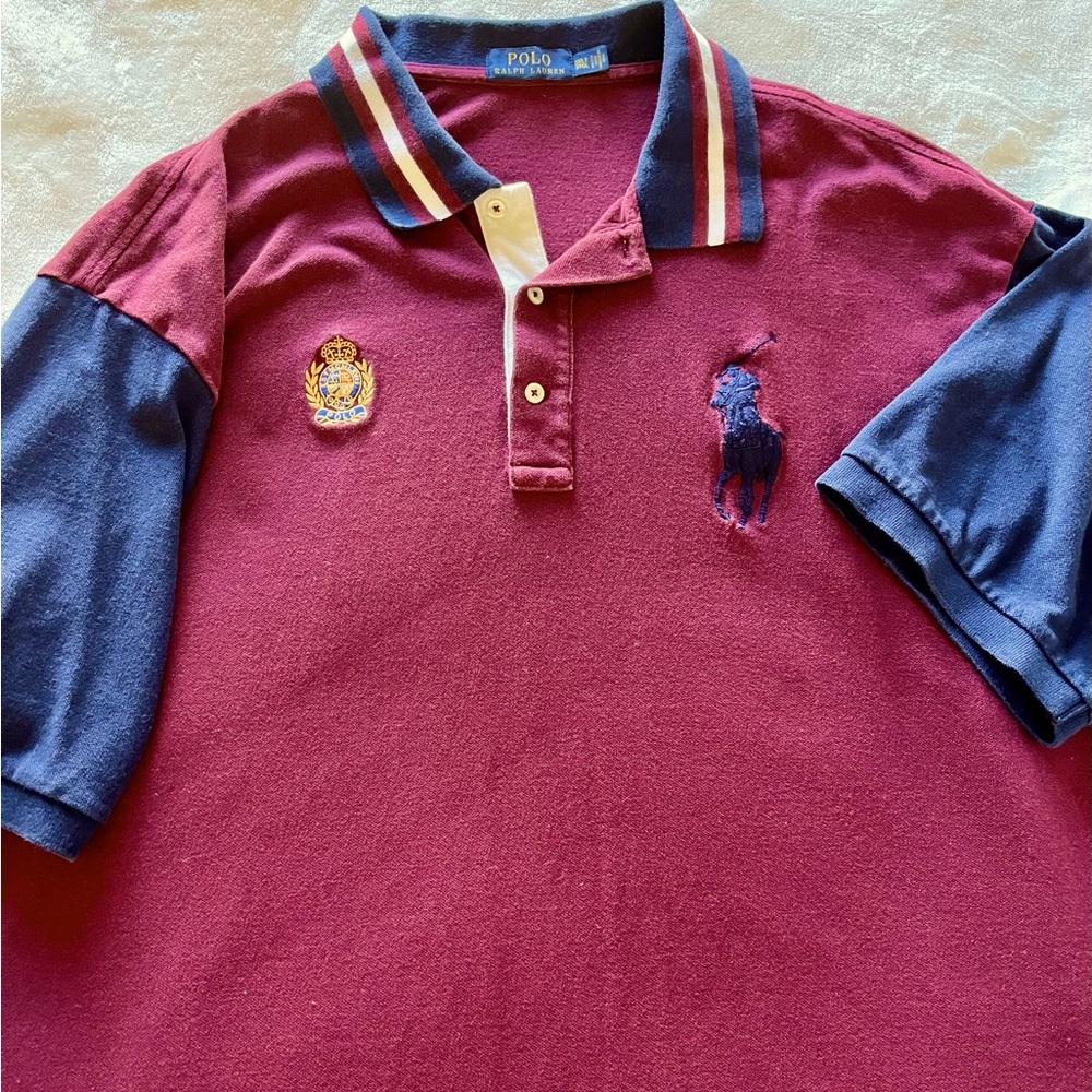 Authentic Men’s Polo by Ralph Lauren
3XLT
Burgundy with Navy Blue trim